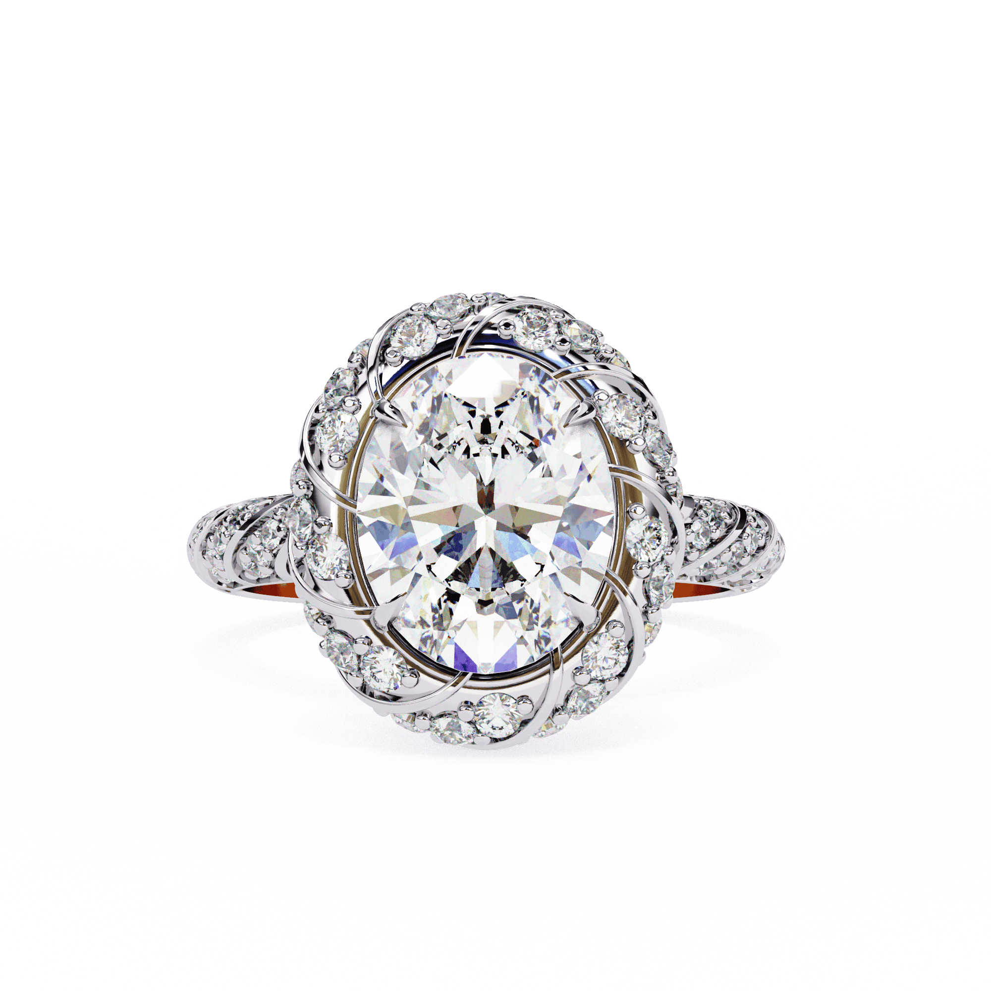 Vintage-Inspired Oval Diamond Halo Engagement Ring